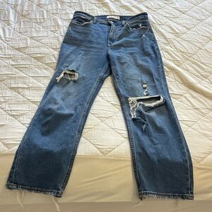 Abercrombie & Fitch Blue Distressed Straight Leg Jeans